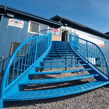 Steel building with stairs